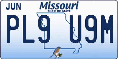 MO license plate PL9U9M