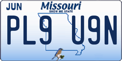 MO license plate PL9U9N