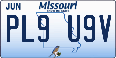 MO license plate PL9U9V