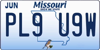 MO license plate PL9U9W