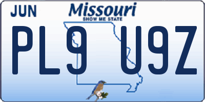 MO license plate PL9U9Z