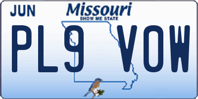 MO license plate PL9V0W