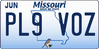 MO license plate PL9V0Z