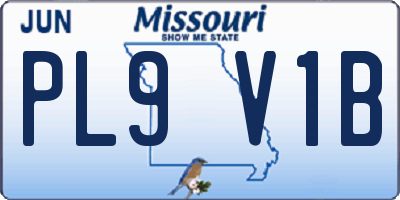 MO license plate PL9V1B