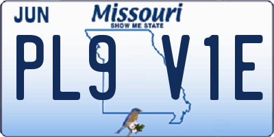MO license plate PL9V1E