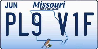 MO license plate PL9V1F