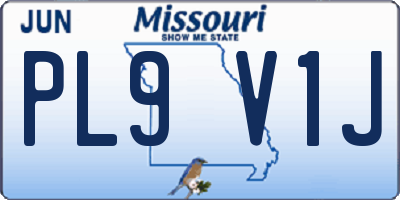 MO license plate PL9V1J