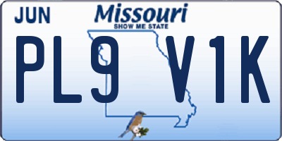 MO license plate PL9V1K