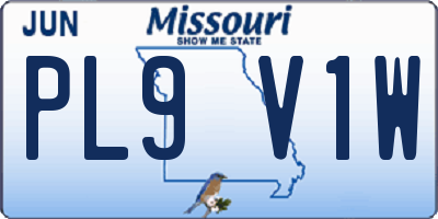 MO license plate PL9V1W
