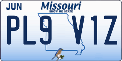 MO license plate PL9V1Z