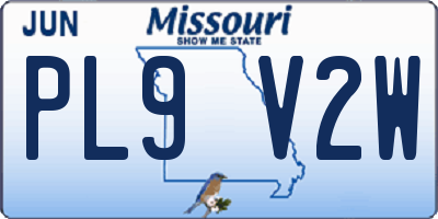 MO license plate PL9V2W