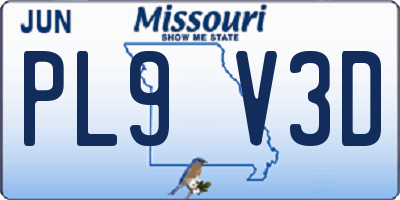 MO license plate PL9V3D