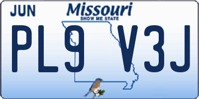 MO license plate PL9V3J