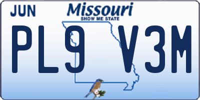 MO license plate PL9V3M