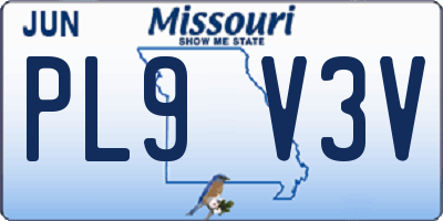 MO license plate PL9V3V