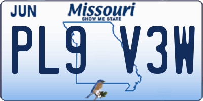 MO license plate PL9V3W