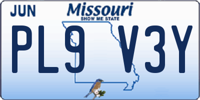 MO license plate PL9V3Y