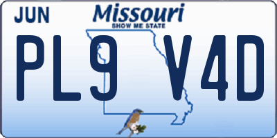 MO license plate PL9V4D