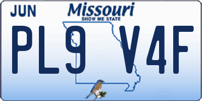 MO license plate PL9V4F