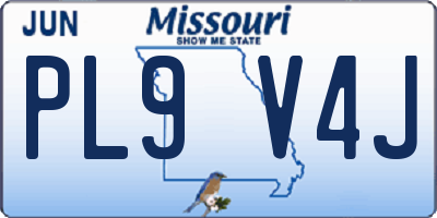 MO license plate PL9V4J