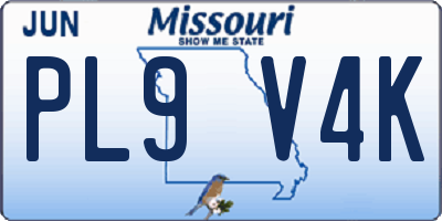 MO license plate PL9V4K