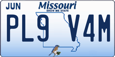 MO license plate PL9V4M