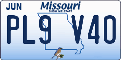 MO license plate PL9V4O