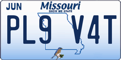 MO license plate PL9V4T