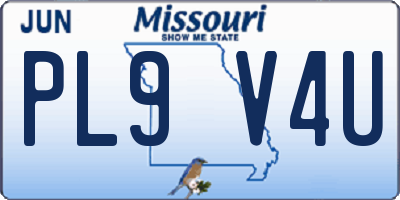 MO license plate PL9V4U