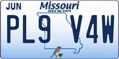 MO license plate PL9V4W