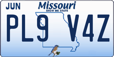 MO license plate PL9V4Z