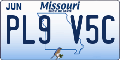 MO license plate PL9V5C