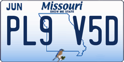 MO license plate PL9V5D