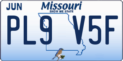 MO license plate PL9V5F