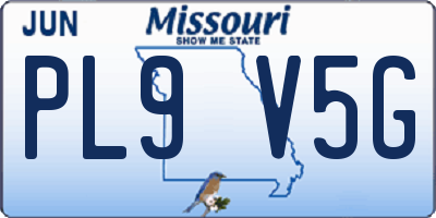 MO license plate PL9V5G