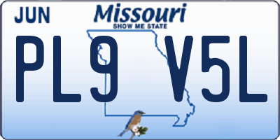 MO license plate PL9V5L