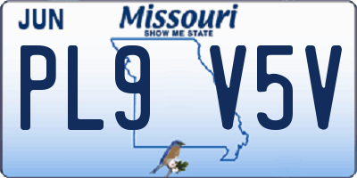 MO license plate PL9V5V