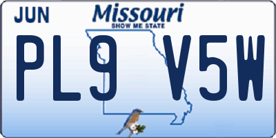 MO license plate PL9V5W