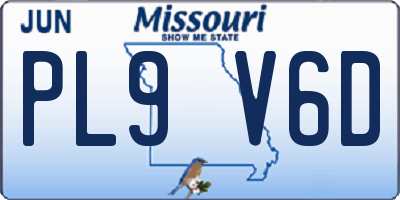 MO license plate PL9V6D