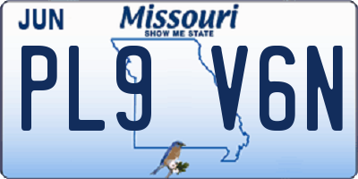 MO license plate PL9V6N