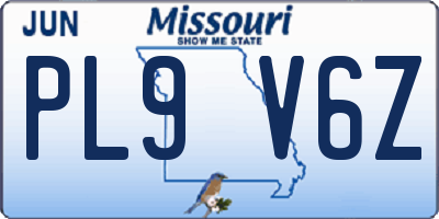 MO license plate PL9V6Z