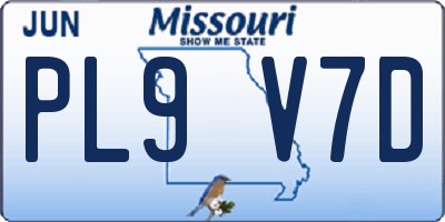 MO license plate PL9V7D