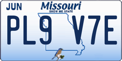 MO license plate PL9V7E