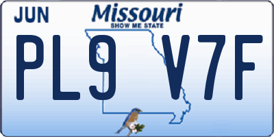 MO license plate PL9V7F