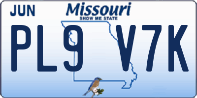 MO license plate PL9V7K