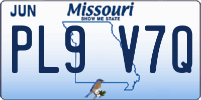MO license plate PL9V7Q