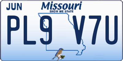 MO license plate PL9V7U