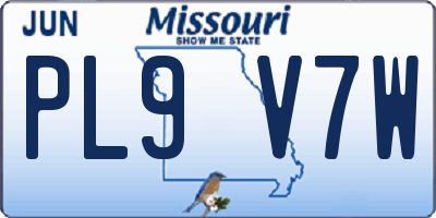MO license plate PL9V7W
