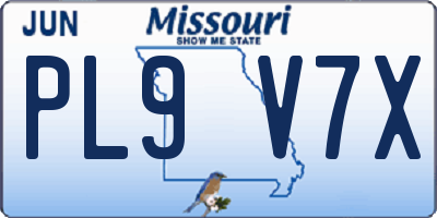 MO license plate PL9V7X