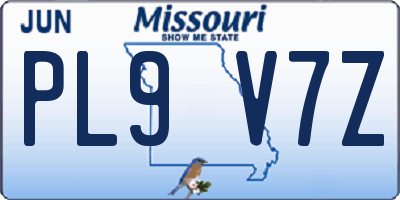 MO license plate PL9V7Z